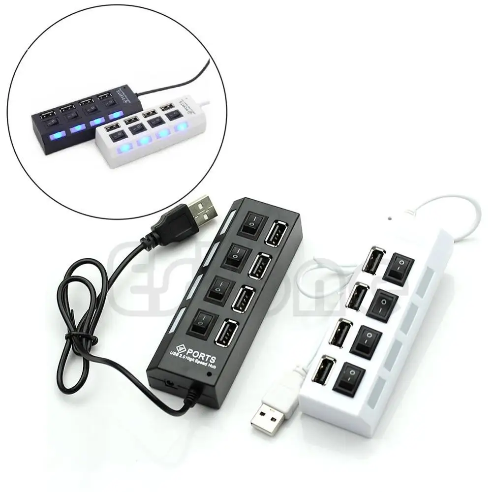 4 порта USB 2 0 высокоскоростной концентратор Вкл/Выкл светодиодный переключатель