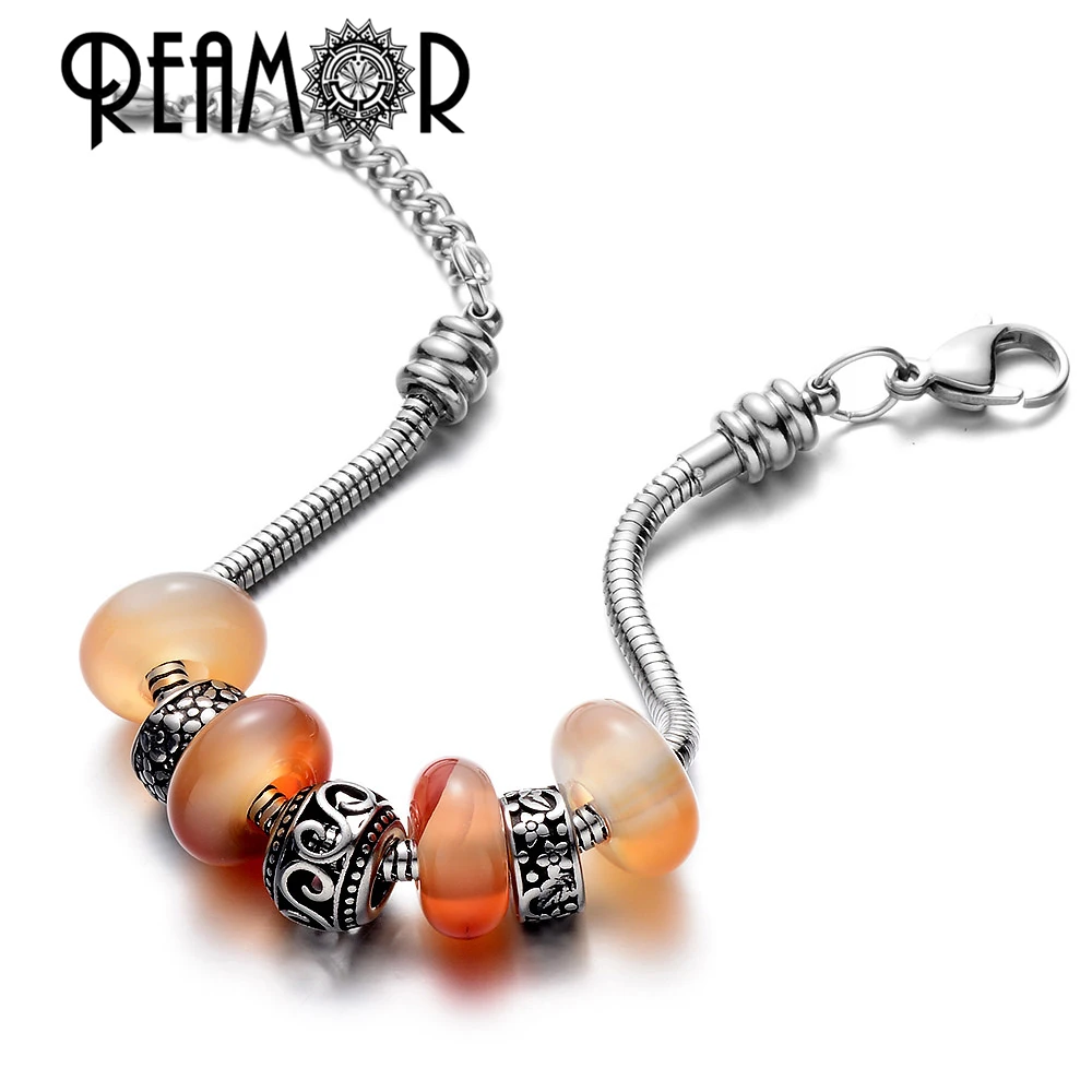 Разноцветные скругленные бусины REAMOR 5 мм с большим отверстием подвески для