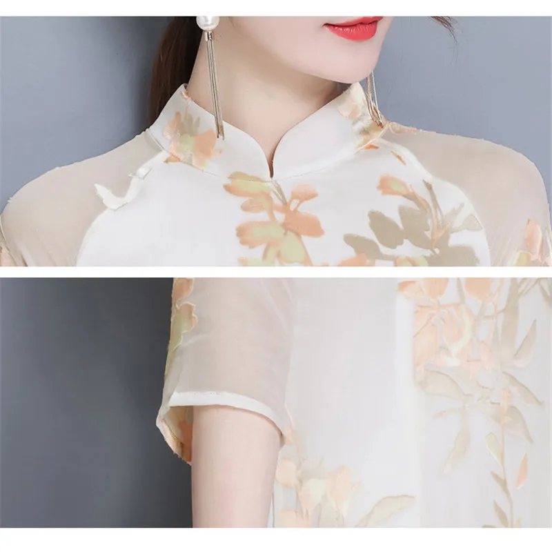 

Print Embroidery Large Size Ankle-Length Dress Women 2018 Autumn-winter New Fashion Chinese Retro Elegant Fresh Chic Dress CX211