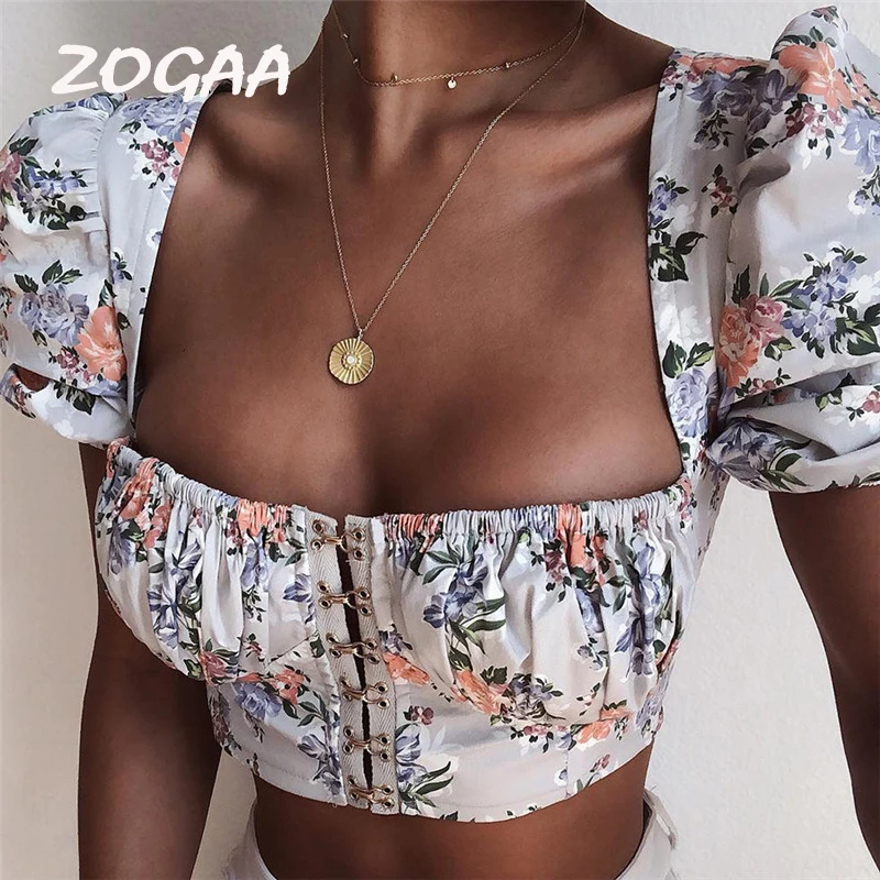 Women Sexy Floral Print Low-cut Crop Tops Summer Fashion Girl Elegant T-shirt Elastic Slim Soft Solid Short Sleeve T-shirts Женская