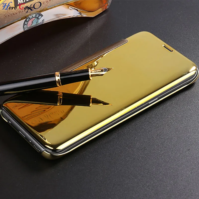 Herecase класса люкс зеркало Clear View Смарт флип чехол для samsung Galaxy S8 S7 край S6 Edge кожаный