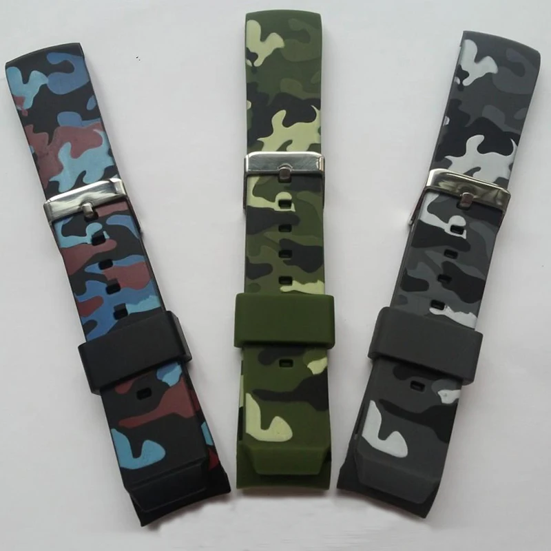 

Watch Accessories 22 * 20mm Camo Rubber Silicone Strap Strap + Stainless Steel Buckle + Free Tools Free Shipping
