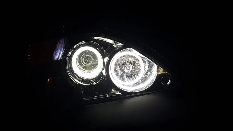 Для Hyundai терракан 2001-2007 белый и янтарный двойной цвет хлопок светодиодный комплект ангельских глаз halo Кольцо DRL указатель поворота