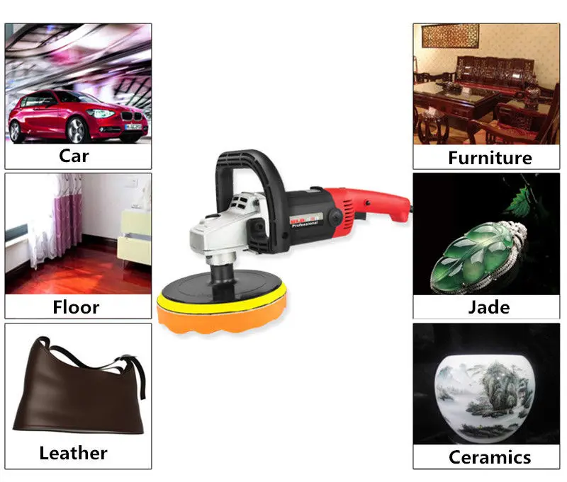 220V 1400W Car Polisher Furniture Polishing Waxing Machine Adjustable-speed | Portable Lighting Accessories