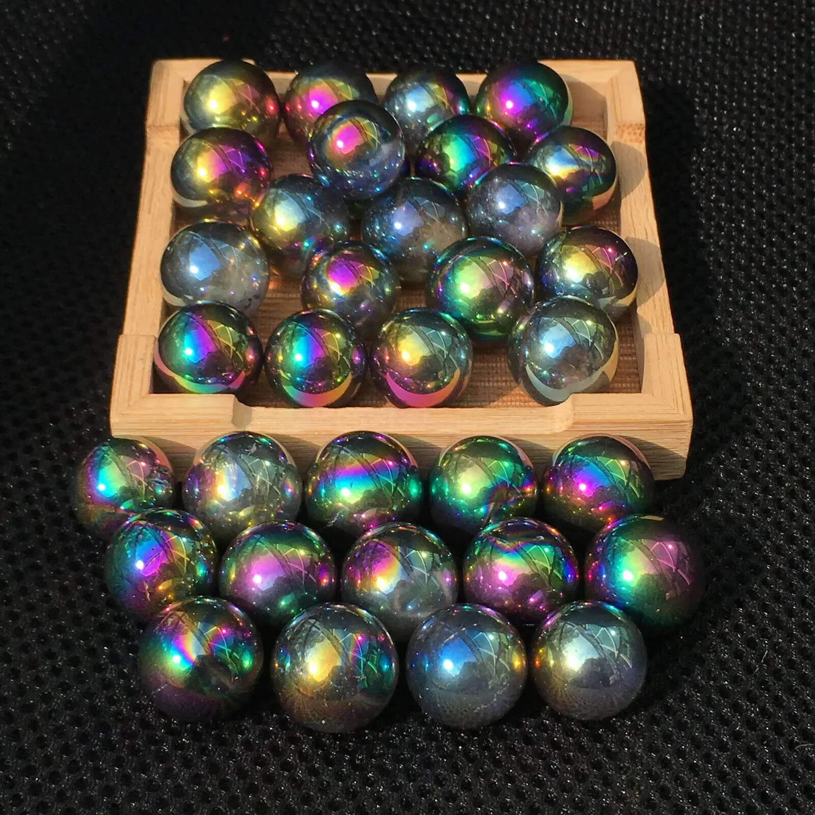 

titanium rainbow aura quartz sphere crystal small ball natural stone and minerals reiki healing home decoration for sale 10 pcs