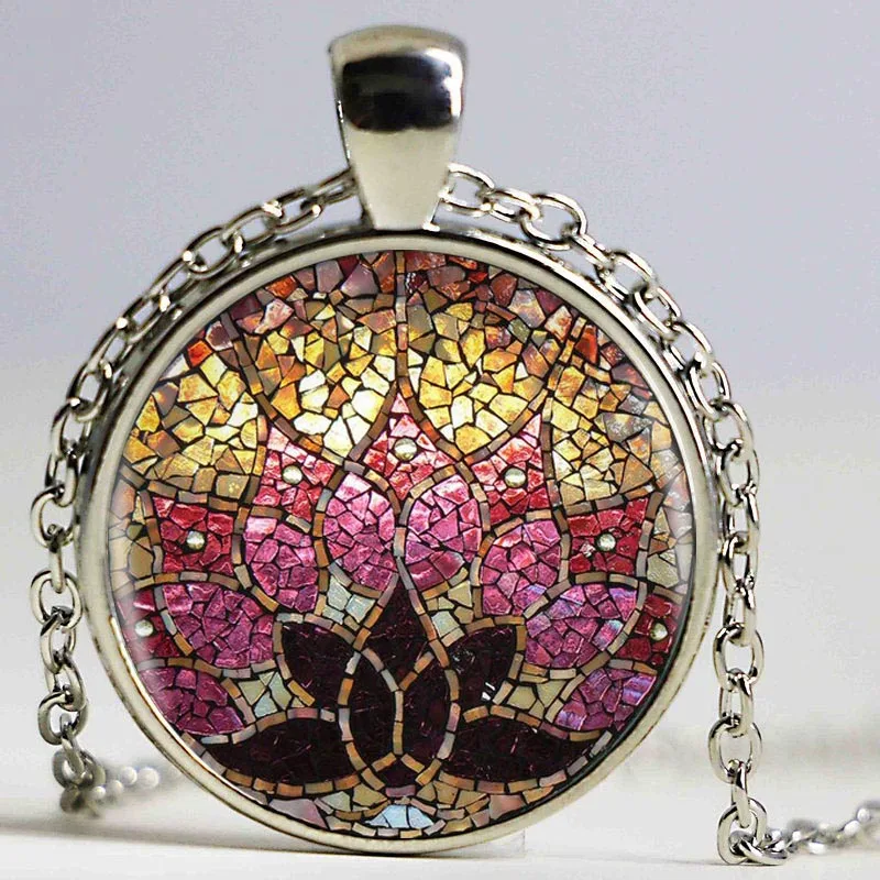 Мозаика картина цветок 9 видов стилей Серебряный кулон ожерелье длинные Чиан