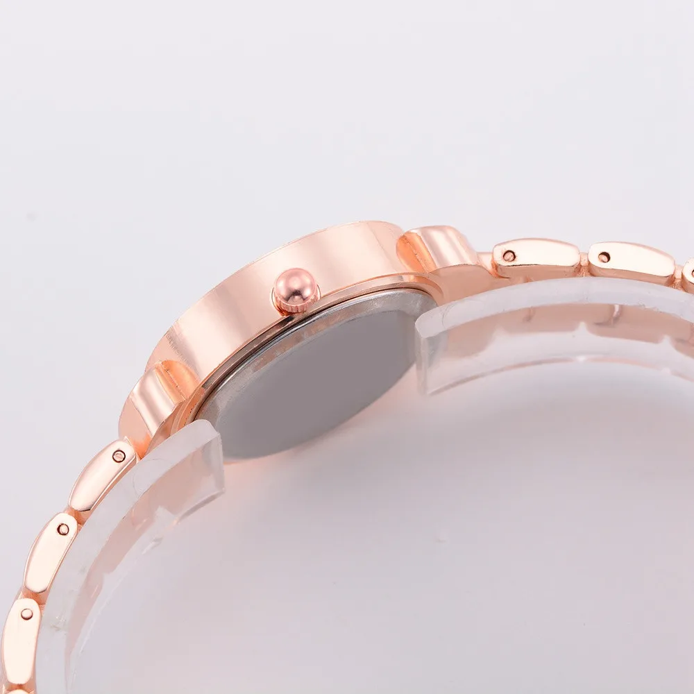 Для женщин элегантный горный хрусталь браслет часы из розового золота