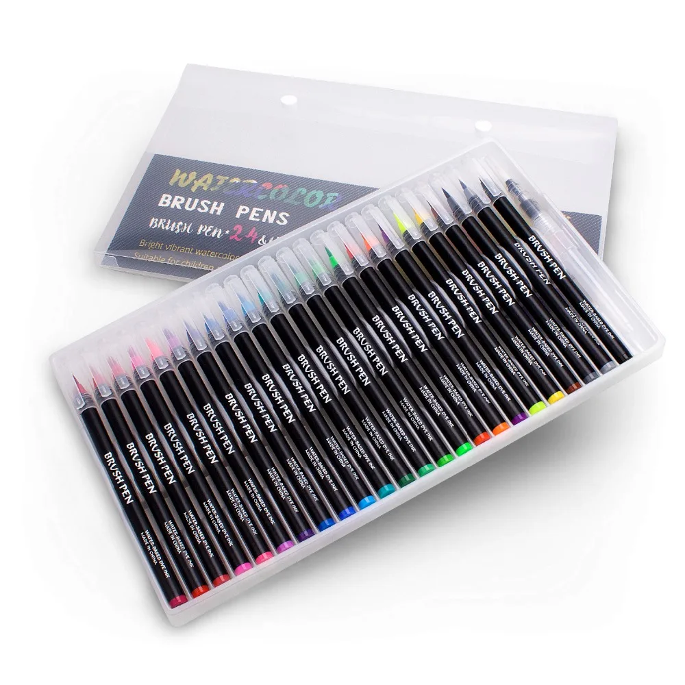 24 PCS Colors Soft Brush Pen Drawing Painting Watercolor Art Marker Pens for Coloring Books Manga|Кисти для рисования| |