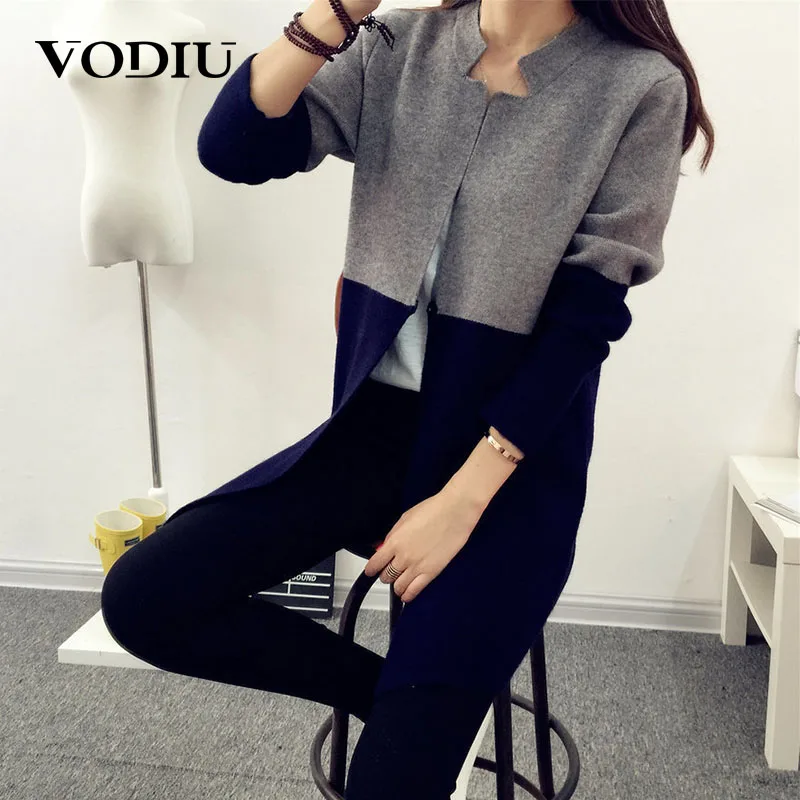 Повседневные кардиганы пальто свитер для женщин Осень-зима цветной лоскутный