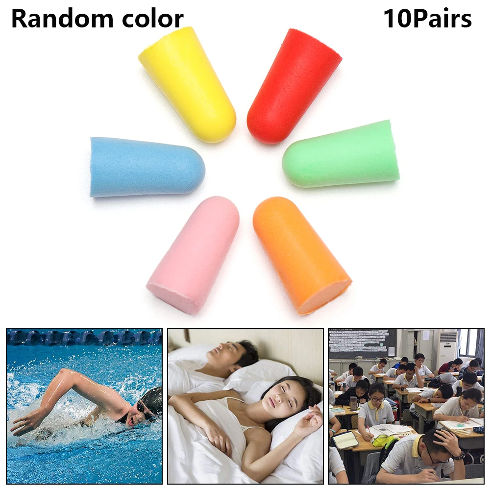 

10Pairs Anti-Noise Tapered Earplugs Soft Polyurethane Foam Earmuffs Rebound Hearing Protector Comfort Sleeping Accessories