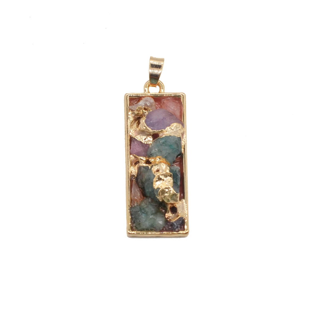 JOYA 2019 Valentine's Day Oriental Golden Rectangular Broken Teeth Lady Necklace Pendant Natural Crystal | Украшения и