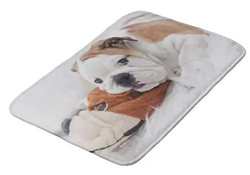 Doormat Welcome Mat Indoor Outdoor Bath Floor Rug Decor Art Print with Non Slip English Puppy Bulldog Bathroom mat | Дом и сад