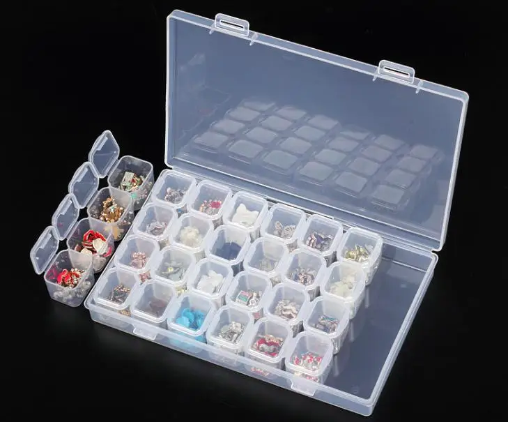 

Hot 28 Slots Adjustable Clear Plastic Storage Box Case Jewelry Makeup Bead Organizer For Home Room Box SN1687