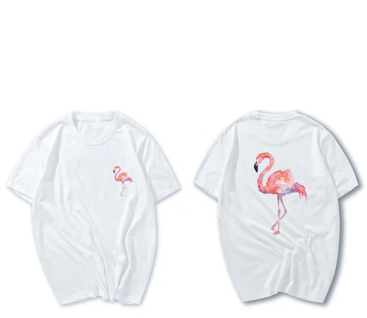 Летние Новые Модные женские футболки с изображением фламинго однотонные