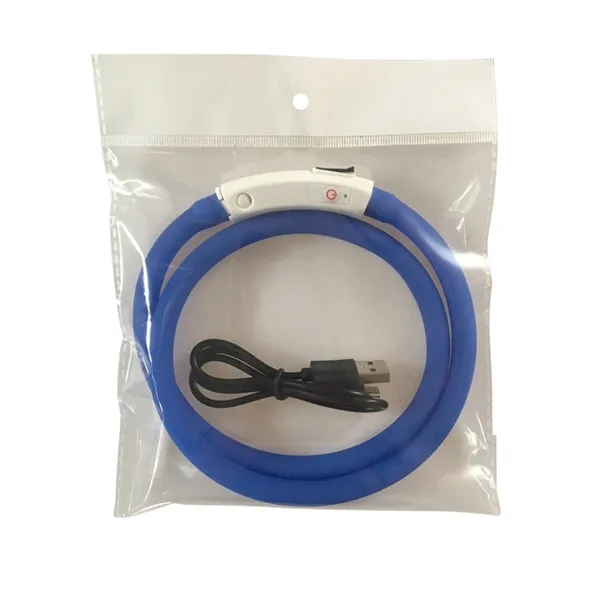 Синий Ошейники для домашних собак, кошек, USB Перезаряжаемый мигающий ночной ошейник, светящийся ошейник, светодиодный светильник, USB ошейник для собак, светящийся ошейник для домашних животных - Цвет: Синий