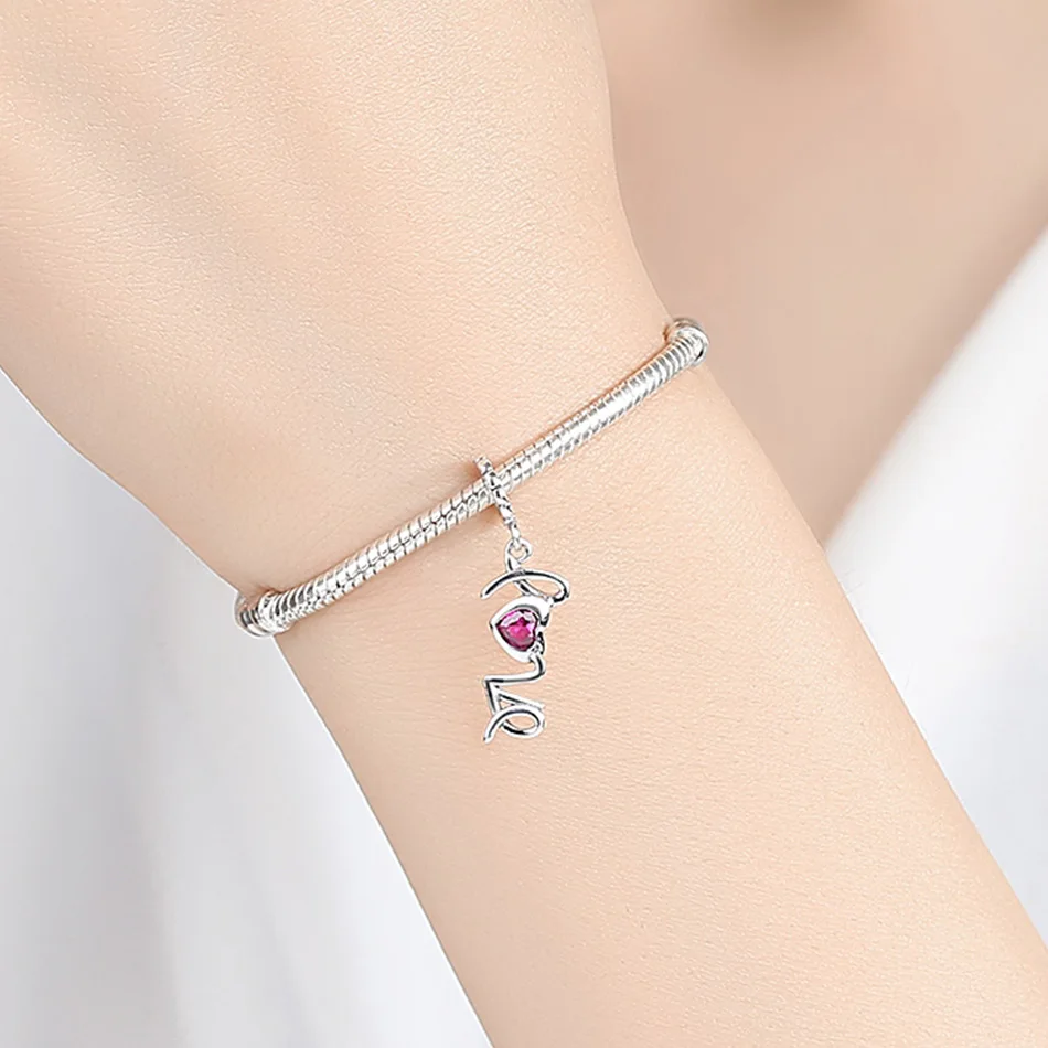 Натуральная 100% 925 стерлингового серебра с надписью LOVE для мамы кулон