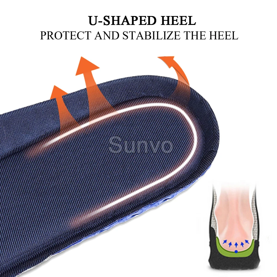 

Sunvo Breathable Memory Foam Insoles For Sneakers Shoe Sole Deodorant Shock Absorption Cushion Sports Insoles For Feet Man Women