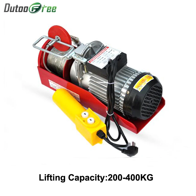 980W Mini Electric Hoist Crane Portable 200-400kg 12Meters Small Home Crane Renovation Crane 220V 12m/min