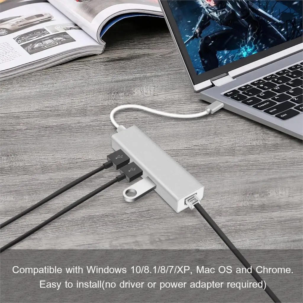 GOOJODOQ USB C концентратор гигабитный Ethernet Rj45 Lan адаптер Type к 3 0 10/100/1000 сетевая карта