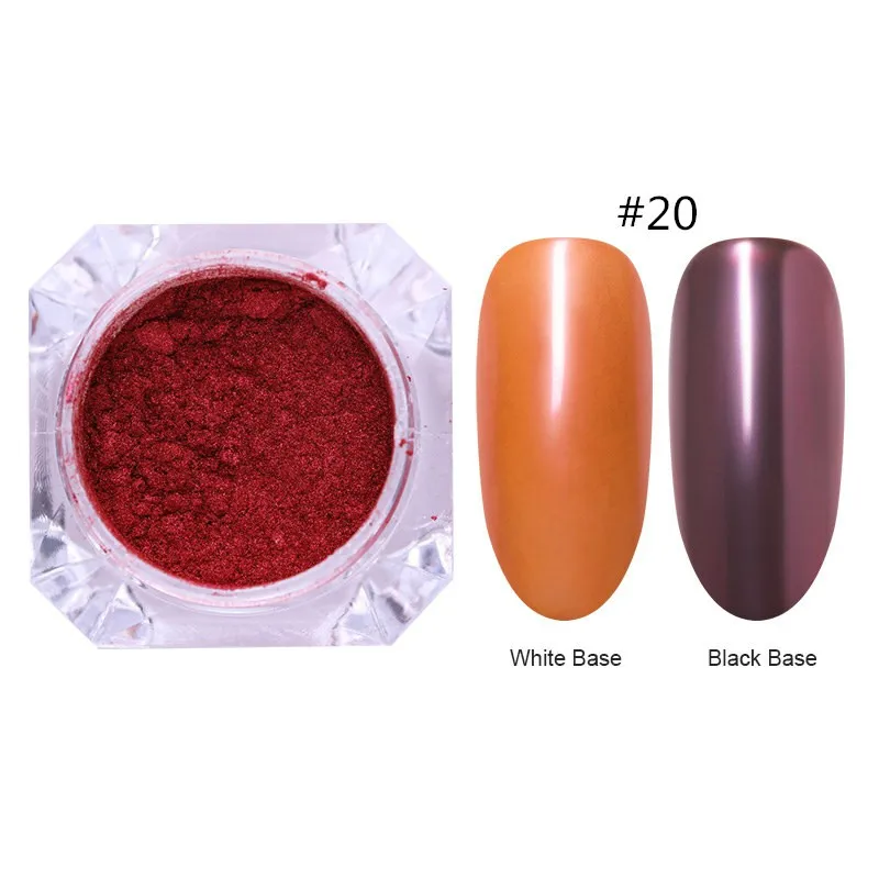 20 0.5g/box Chameleon Nail Powder Nail Art Decorations Shining Glitters Dust Nail Pigment Glitter Powder Black Base Needed - Цвет: 20