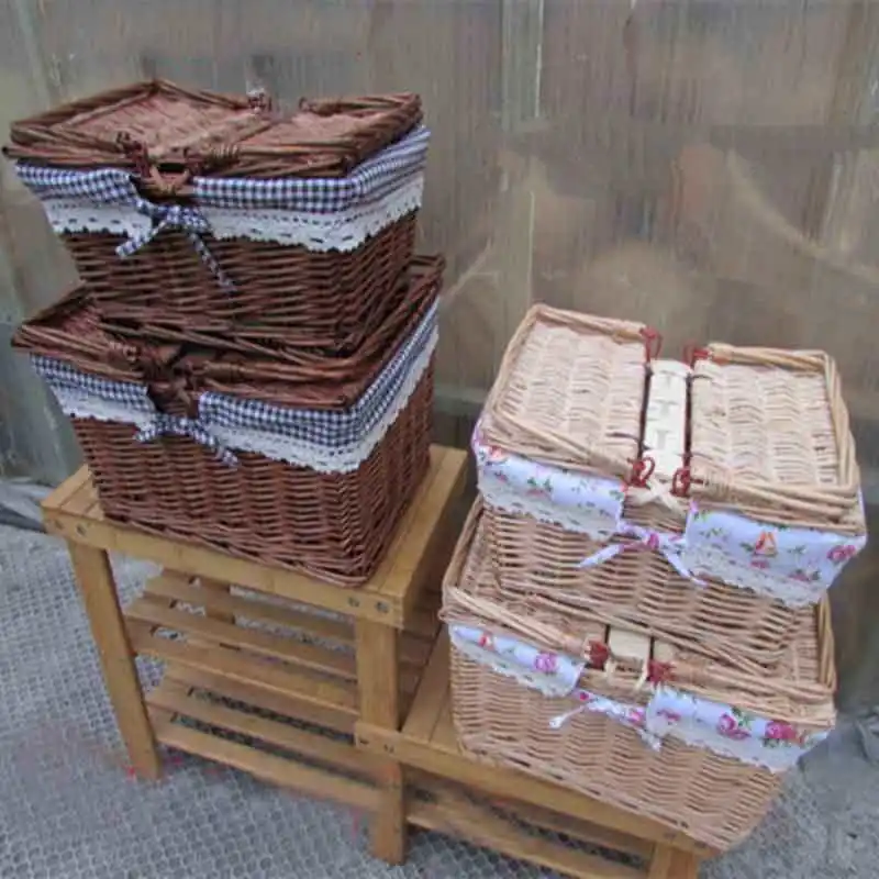 

Storage Basket Wicker Picnic Basket Home Food Bread Basket Hamper Woven Straw Ratton Fruit Basket Storage Kitchen Basket
