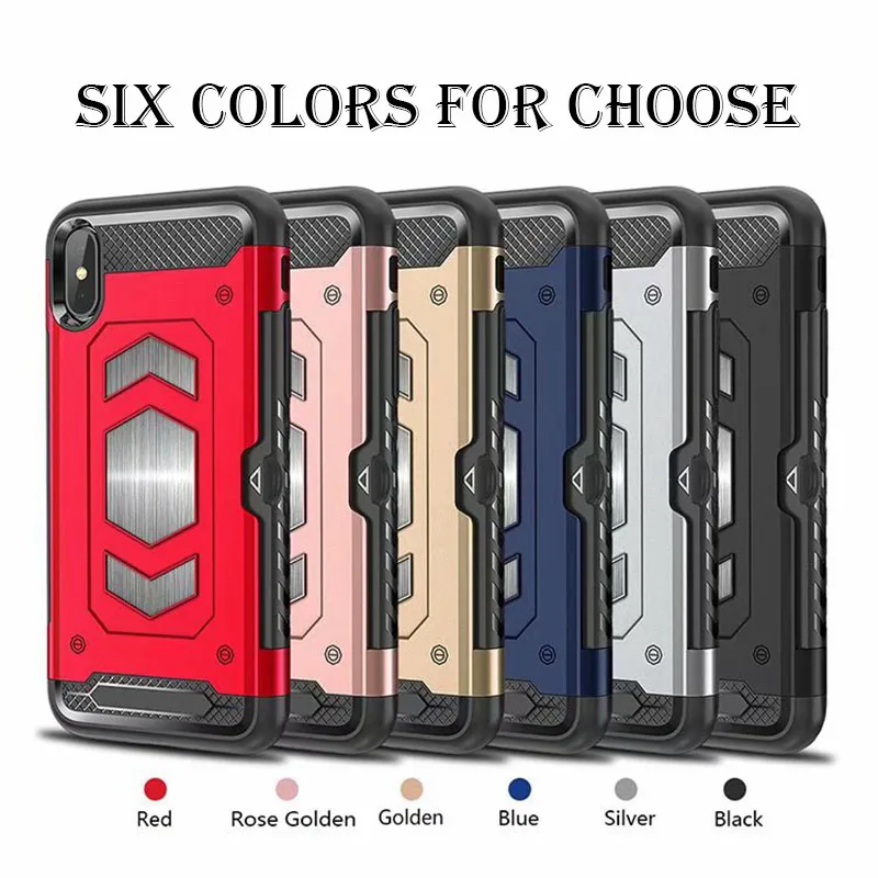 2 In 1 Magnetic Car Mount Armor Case for iPhone X XR XS Max Card Holder 6 6s 7 8 Plus Shockproof Coque Capa |