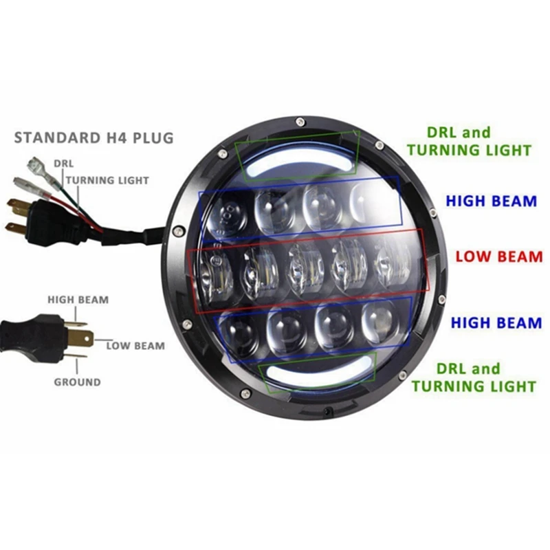 Pair 7 Inch Round LED Headlight White Halo Angel Eye &amp DRL Projection Lens For LJ Tj Fj Cruiser Hummer MAC | Автомобили и