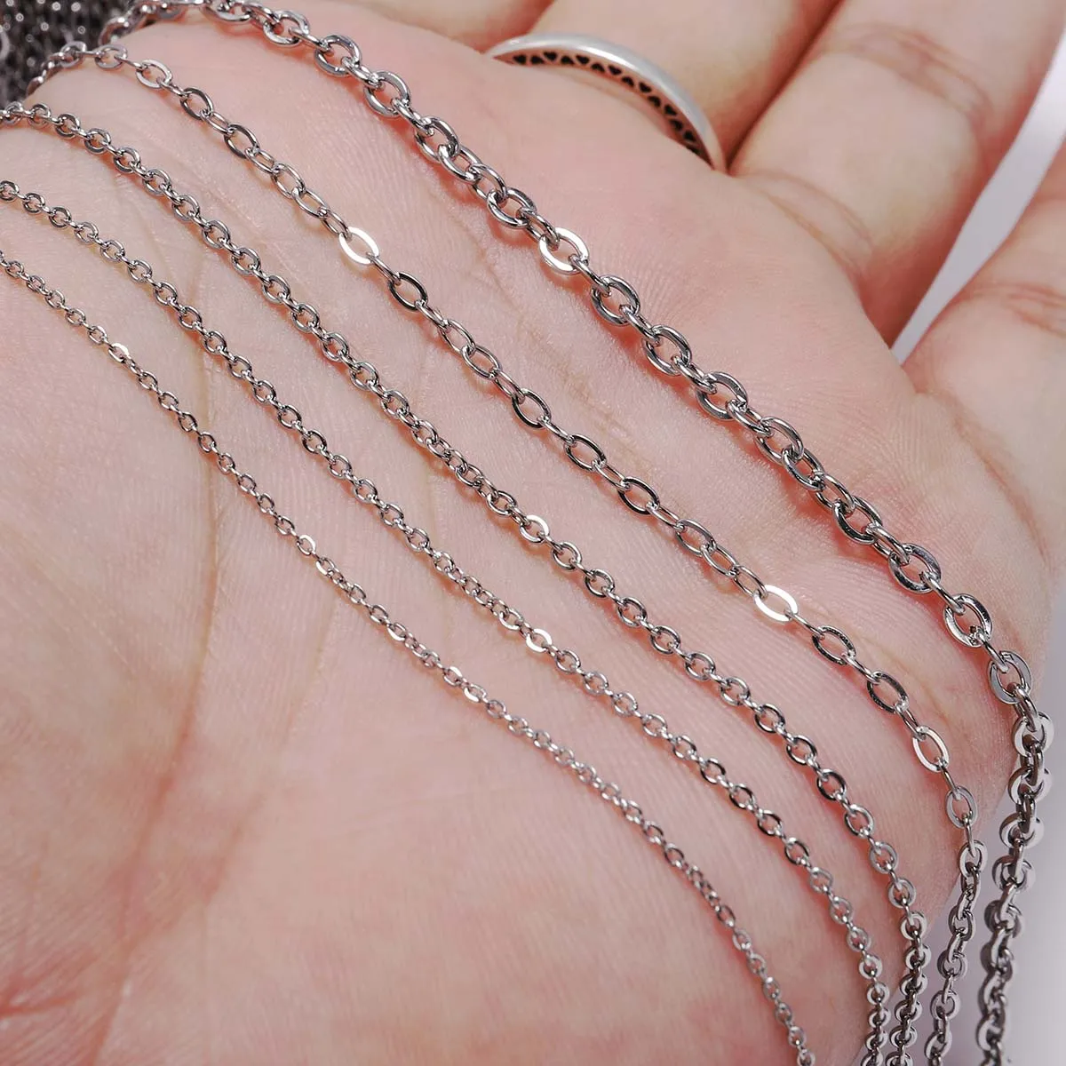 

5M/Lot 1.2-3.0mm Stainless Steel Extending Chains Bulk Necklace Chains For DIY Jewelry Making Findings Supplies Accessories