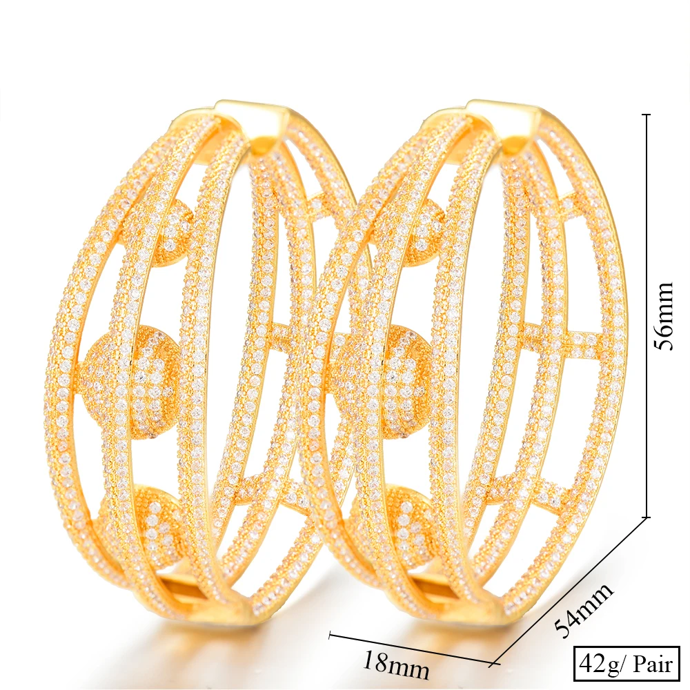 

GODKI Luxury Disco Ball MAXI Hoop Earrings For Women Earrings in Jewelry Charms Elegant Full Mirco Cubic Zircon Dubai Wedding