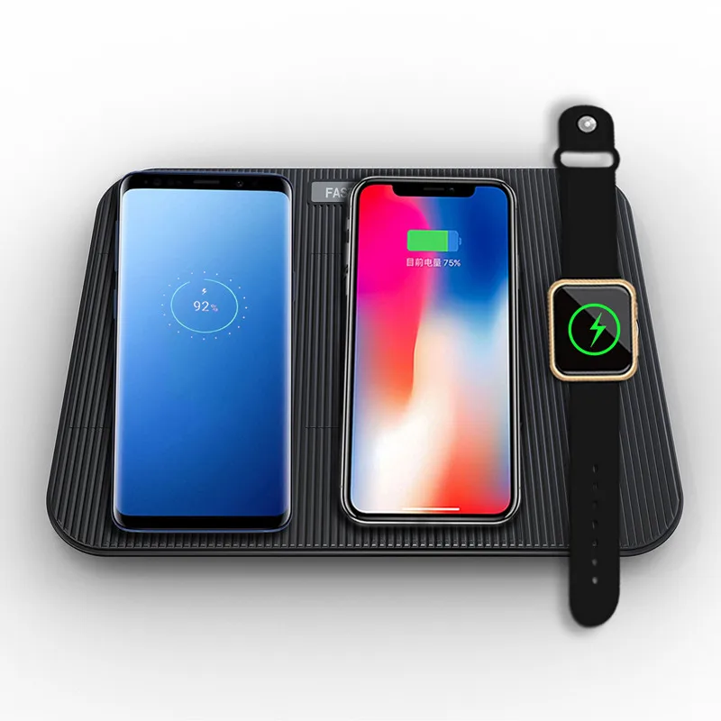 4 в 1 быстрая Беспроводная зарядная площадка для iPhone и часов Airpod 15 Вт Samsung Galaxy S10 S9