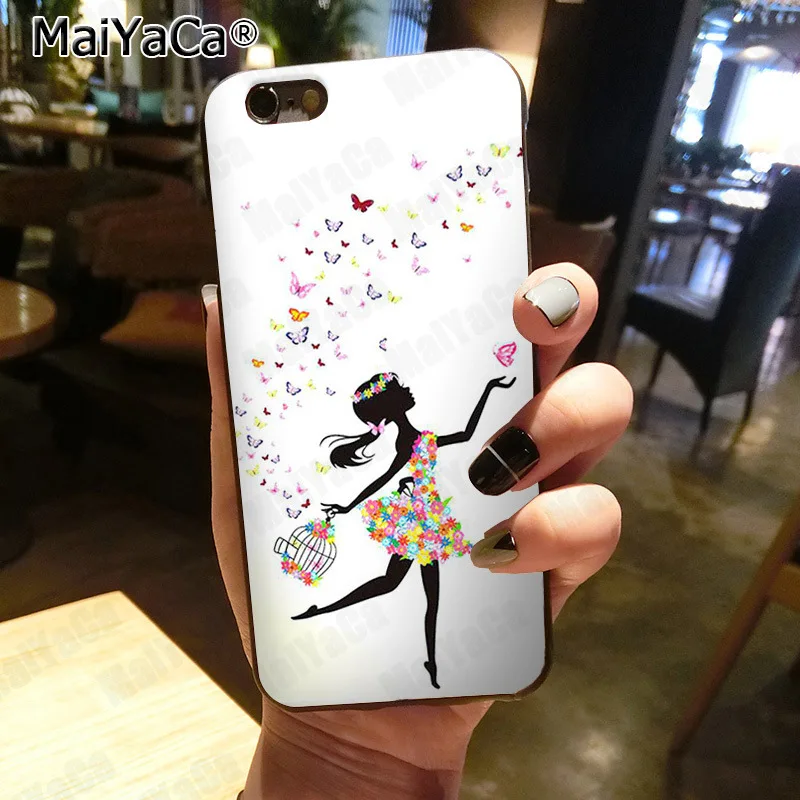MaiYaCa бабочка танцующая девушка эффект мода 2D Телефон чехол для iphone SE 2020 11 pro 8 7 66S Plus