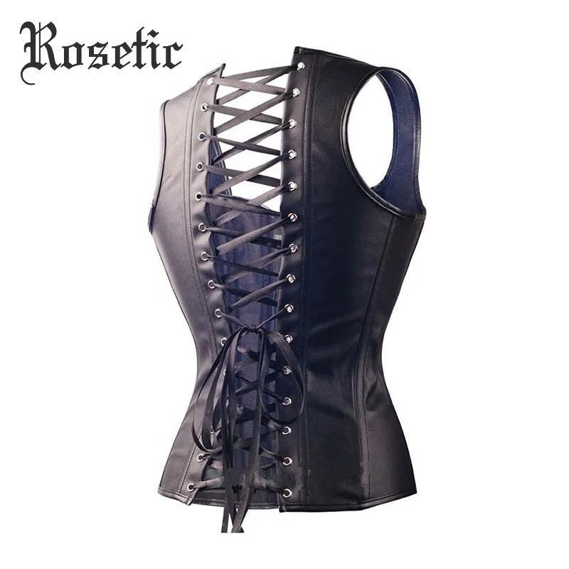 Rosetic бюстье Корсеты женские осенние готические черные ремни на шнуровке панк