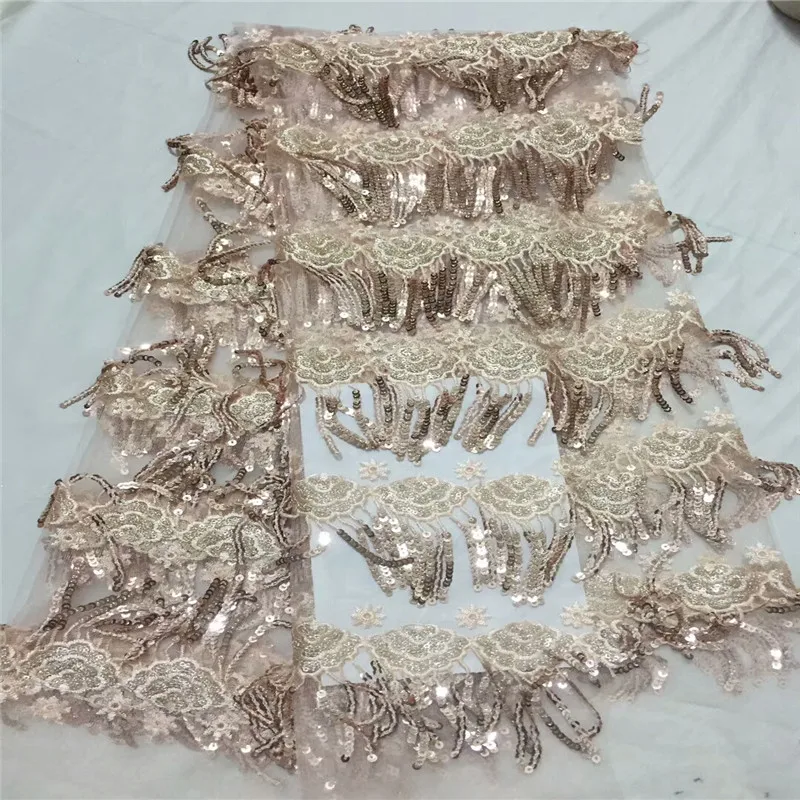 

Cassiel African French Lace Fabric High Quality 2019 Fashion French 3D Sequins Lace Fabric for Women Dress