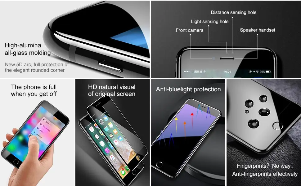 Baseus 5D защита экрана из закаленного стекла для iPhone 8 7 полноэкранный анти-синий светильник Защита экрана для iPhone 7 8 Plus