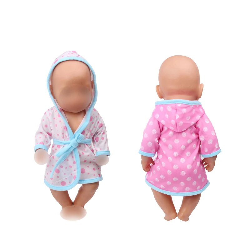 

43 cm baby dolls Clothes new born pajamas suit robe bath towel Dress Baby toys fit American 18 inch Girl doll f550