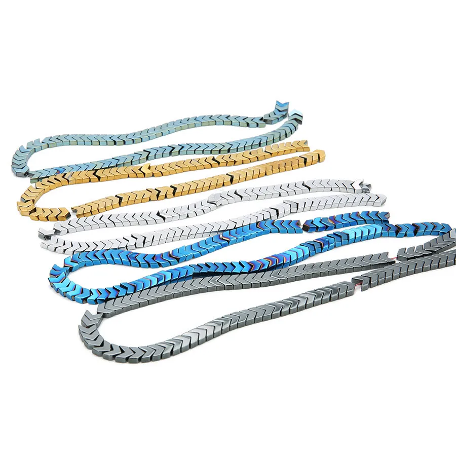 

XINYAO 75Pcs/lot V Shape Colorful Hematite Beads 8mm Natural Stone Loose Spacer Beads For Necklace Bracelet Diy Jewelry Making