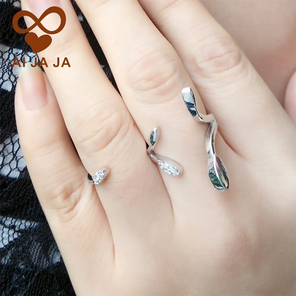 AI JA Новое поступление регулируемые кольца на два пальца с листьями для вечеринок