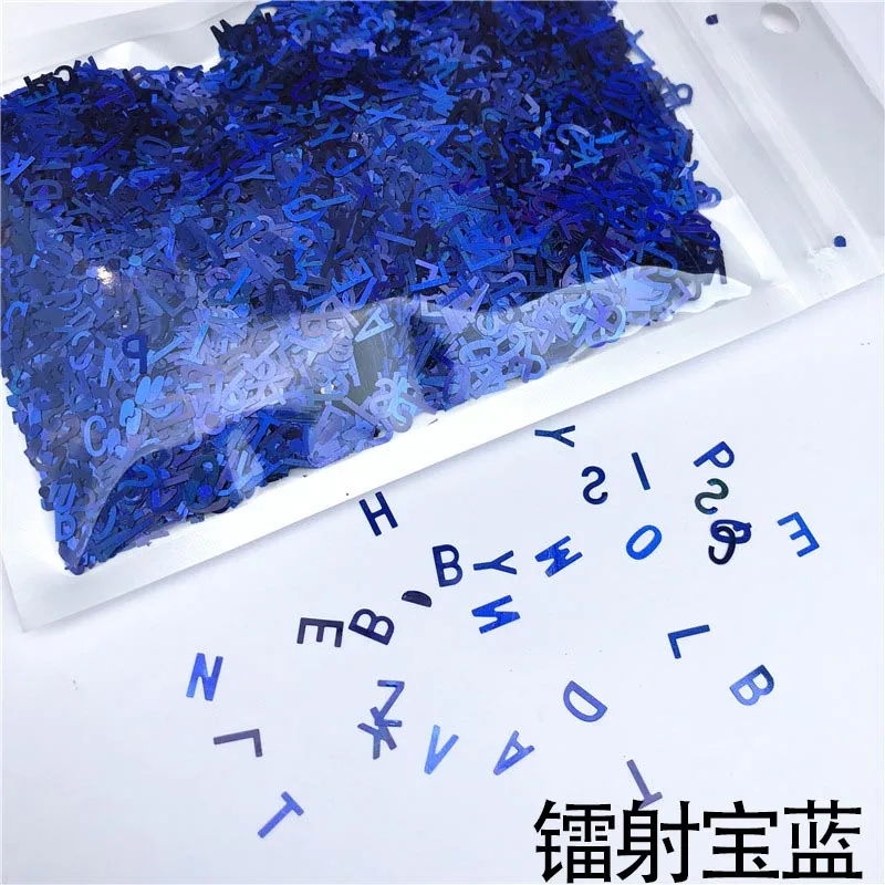 Blue 10 г/упак. Алфавит пайетки практичный для самостоятельного изготовления PET блестками Ломтики для украшения для одежды уха украшение "Кольцо" аксессуары - Цвет: Blue