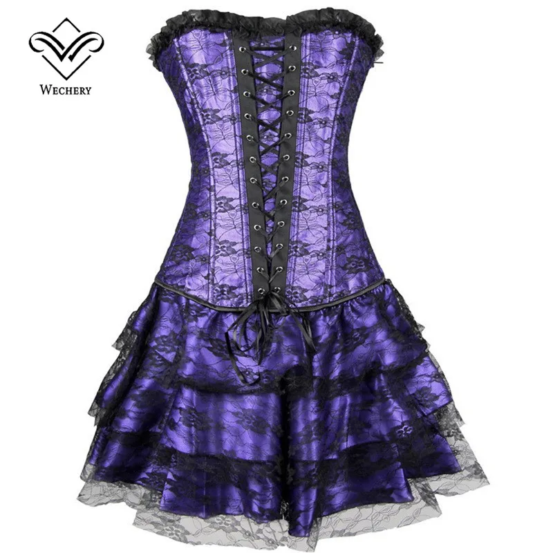 Платье Wechery в стиле стимпанк модельный корсет с юбкой на талию платье бюстье