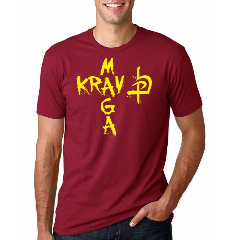REDW9208a Новое израильское krav Maga T рубашки мужские хлопковые Летний стиль короткий рукав силы обороны футболка футболки - Цвет: REDW9208a