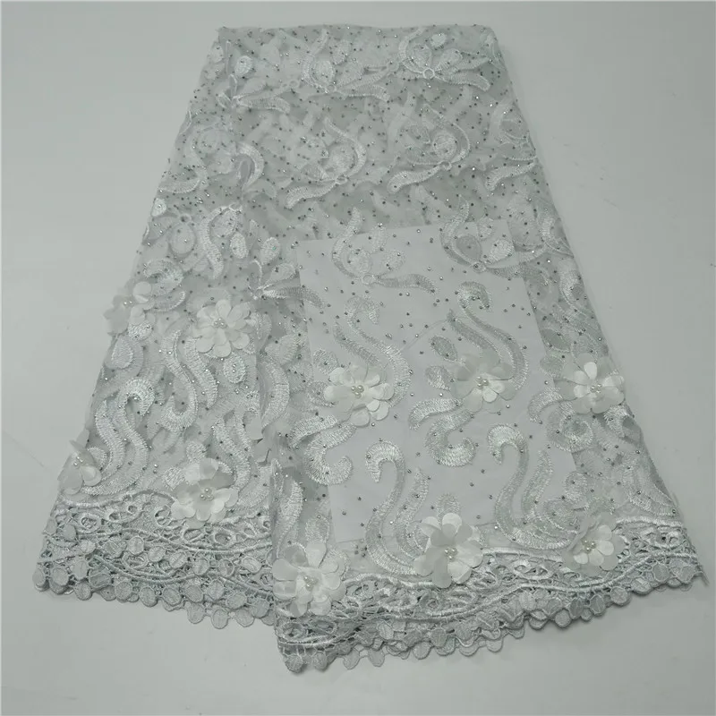 2019Latest African 3D Applique Lace Fabric With Stones High Quality Nigerian Embroidered Beads Tulle For Wedding | Дом и сад