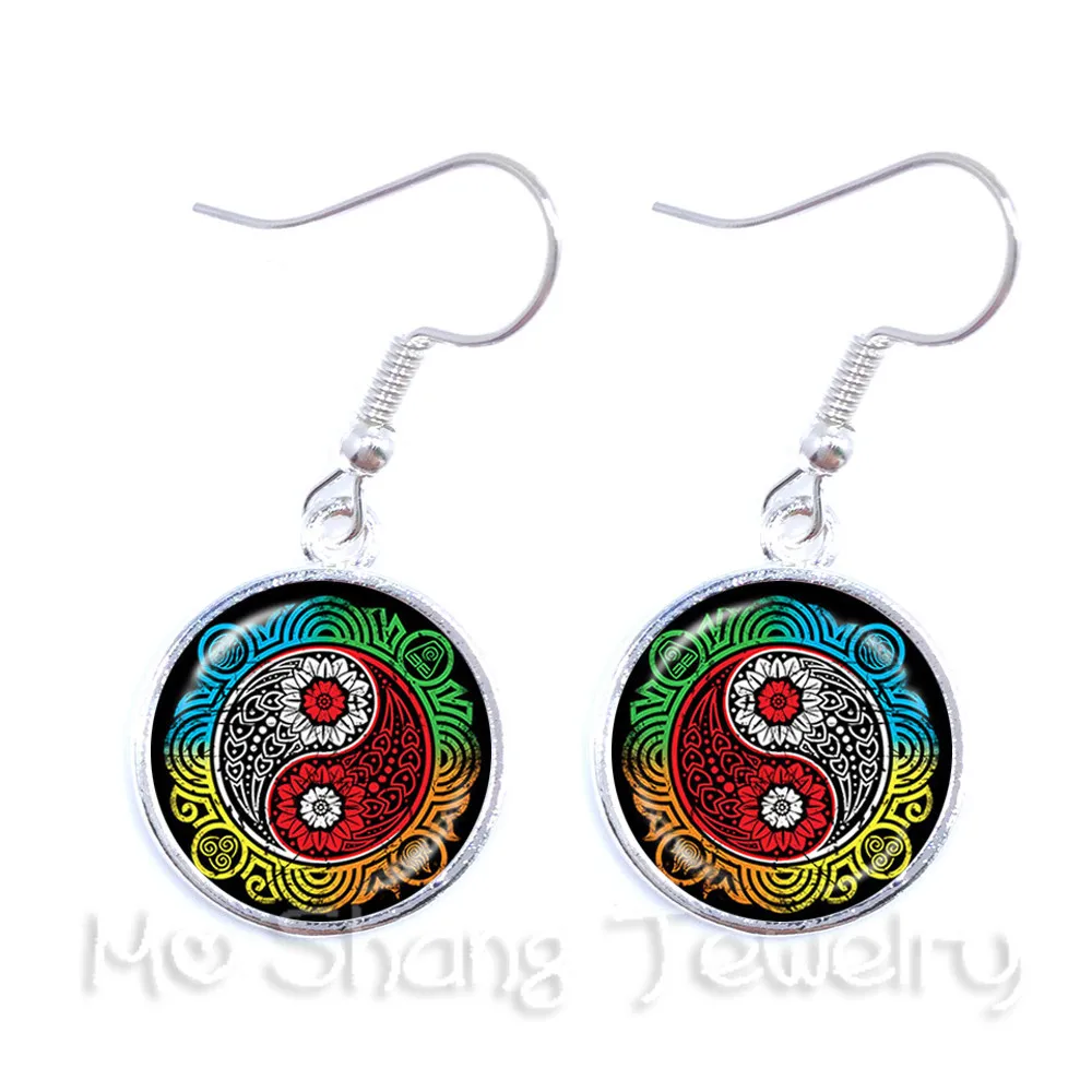 Yin Yang Dangle Earrings Jewelry Black and White Symbol Taoism Buddhism Spiritual Yin-Yang Harmony | Украшения и аксессуары