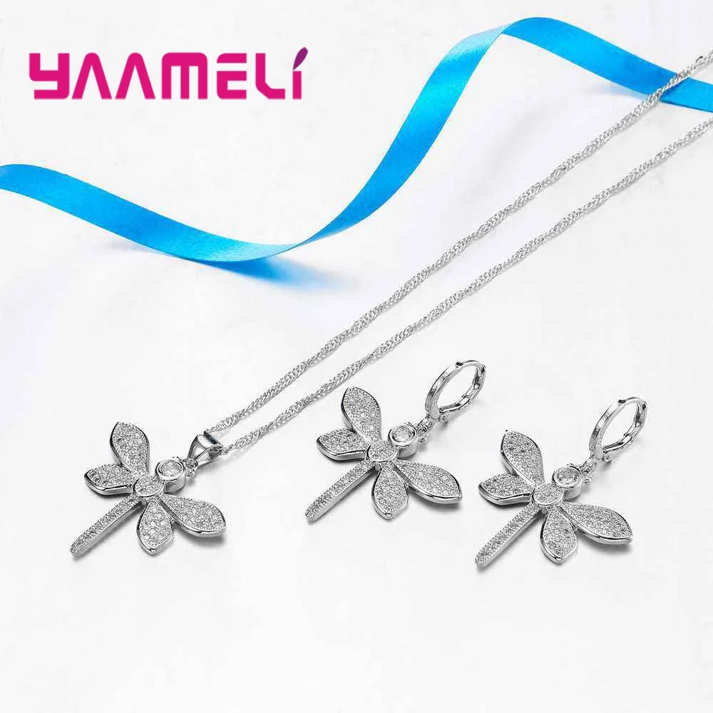 YAAMEL новая мода форма стрекозы серебро 925 пробы ожерелье серьги набор милые
