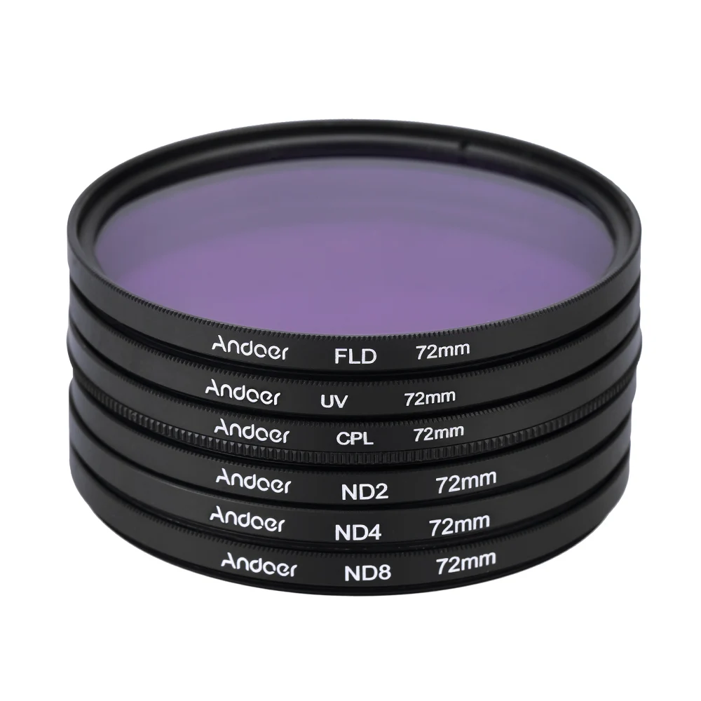 Набор фильтров для фотосъемки Andoer 72 мм UV + CPL FLD ND Ультрафиолетовый флуоресцентный
