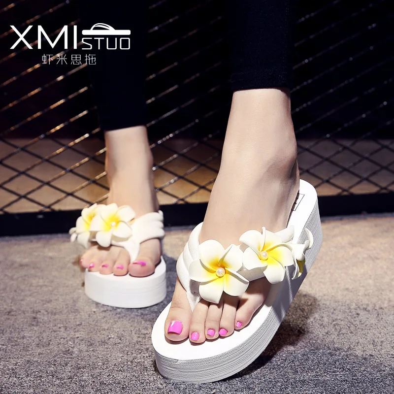 

Women Summer Slippers Female Flower Flip flops Thick Soles Egg Flowers Flip-flops Bohemia Beach Slippers Girls ShoesOutdoors