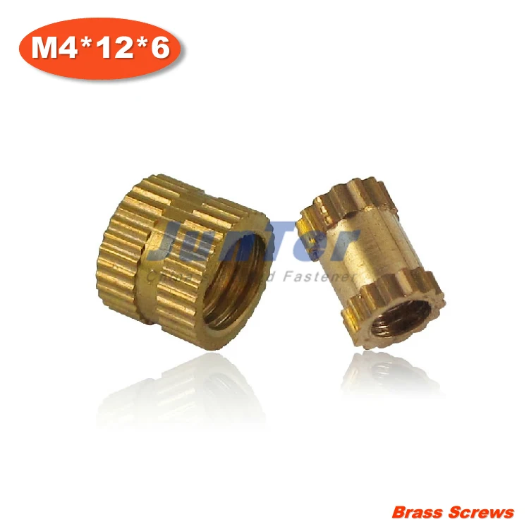 

100 шт./лот M4 * 12*6 впрыскиваемая Медная гайка медные вставки рифленая гайка медный цветок мама