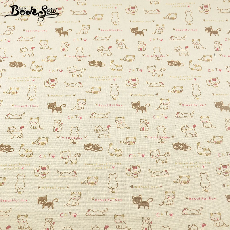 Красивый дизайн с кошкой хлопок льняная ткань для шитья сумка занавеска подушка