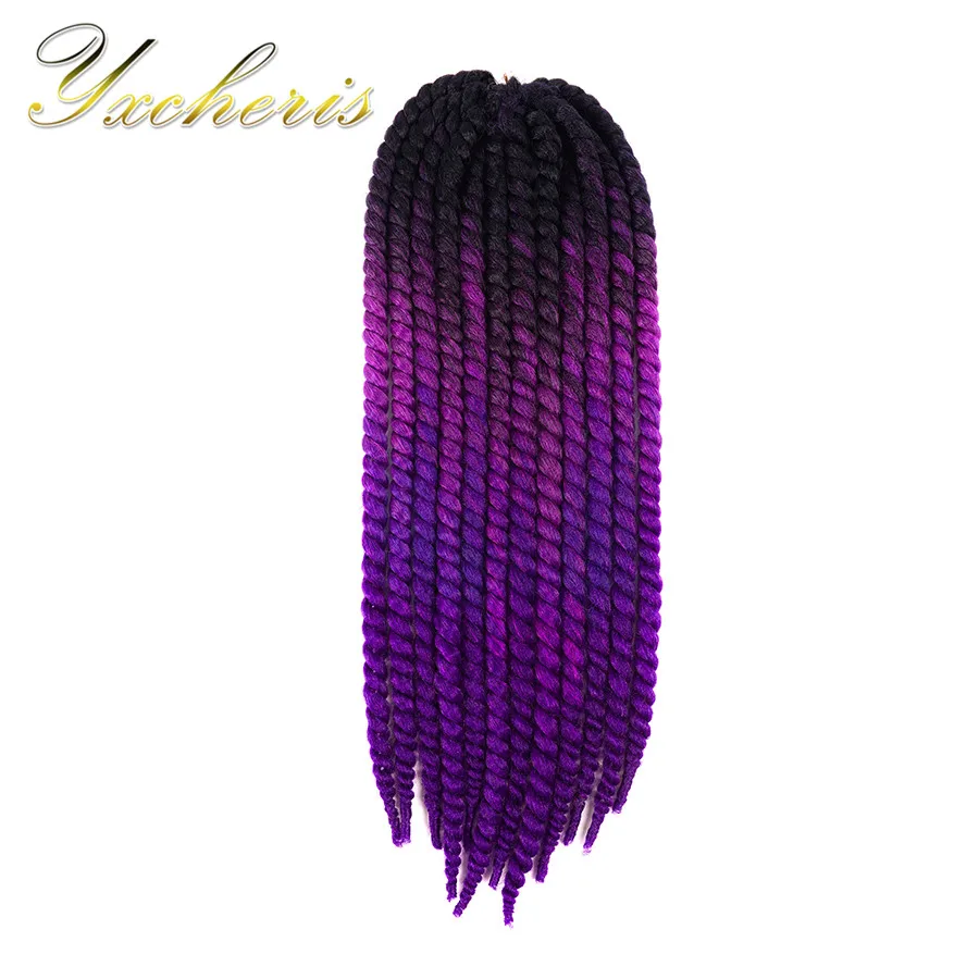 YXCHERISHAIR HAVANA mambo твист вязание крючком плетение волос 1 шт./упак. 2" 120 г эффектом деграде(переход от темного к черного, серого и синего цвета синтетический Высокая Температура волокна