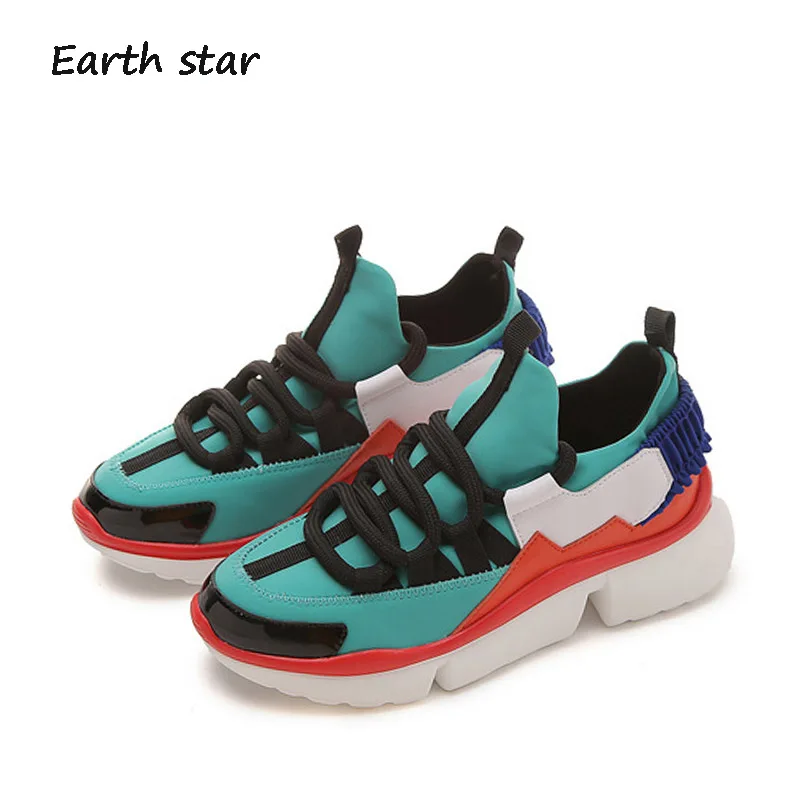 EARTH STAR/Новинка Женская обувь Модные брендовые женские кроссовки на платформе
