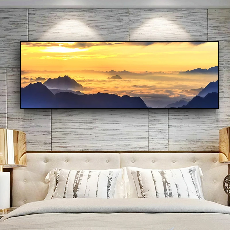 

Natural Could Mountain Cuadros Landscape Canvas Painting Posters and Prints Scandinavian ONll Art Picture for Living Room